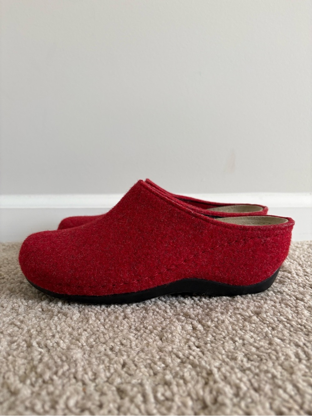 Berkemann Red Wool Slip-On Clog Mules for Women Size 7 EUC Cottagecore Artsy